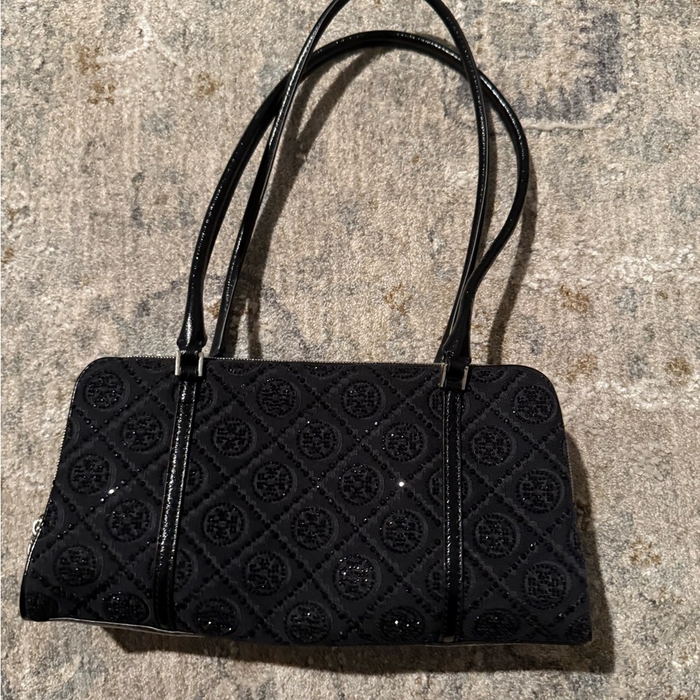 TORY BURCH NWT SMALL T MONOGRAM EMBELLISHED MARSHMALLOW SATCHEL
